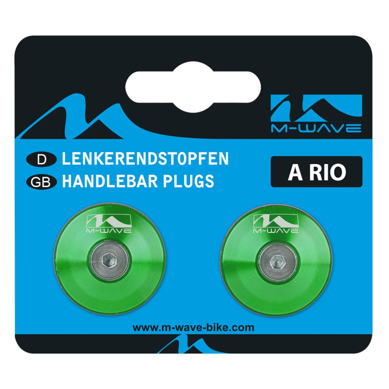 M-Wave Alloy Bar End Plugs Green - Packaging