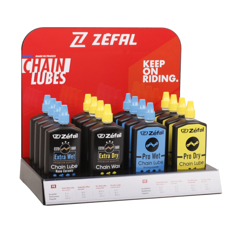 Zefal Lube Counter Display with 16 Bottles