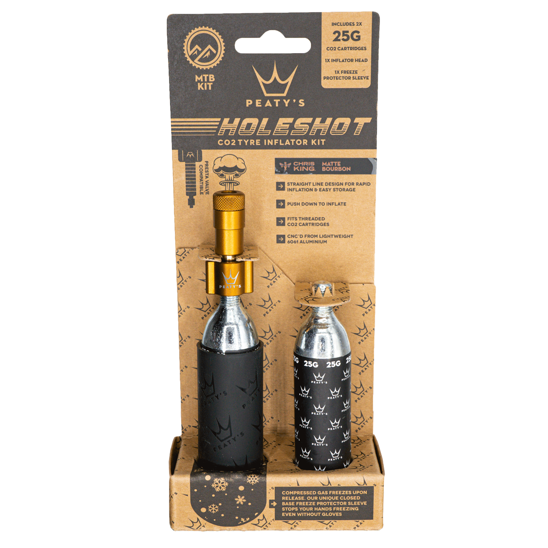 Peatys Holeshot CO2 Tyre Inflator 25g Bourbon