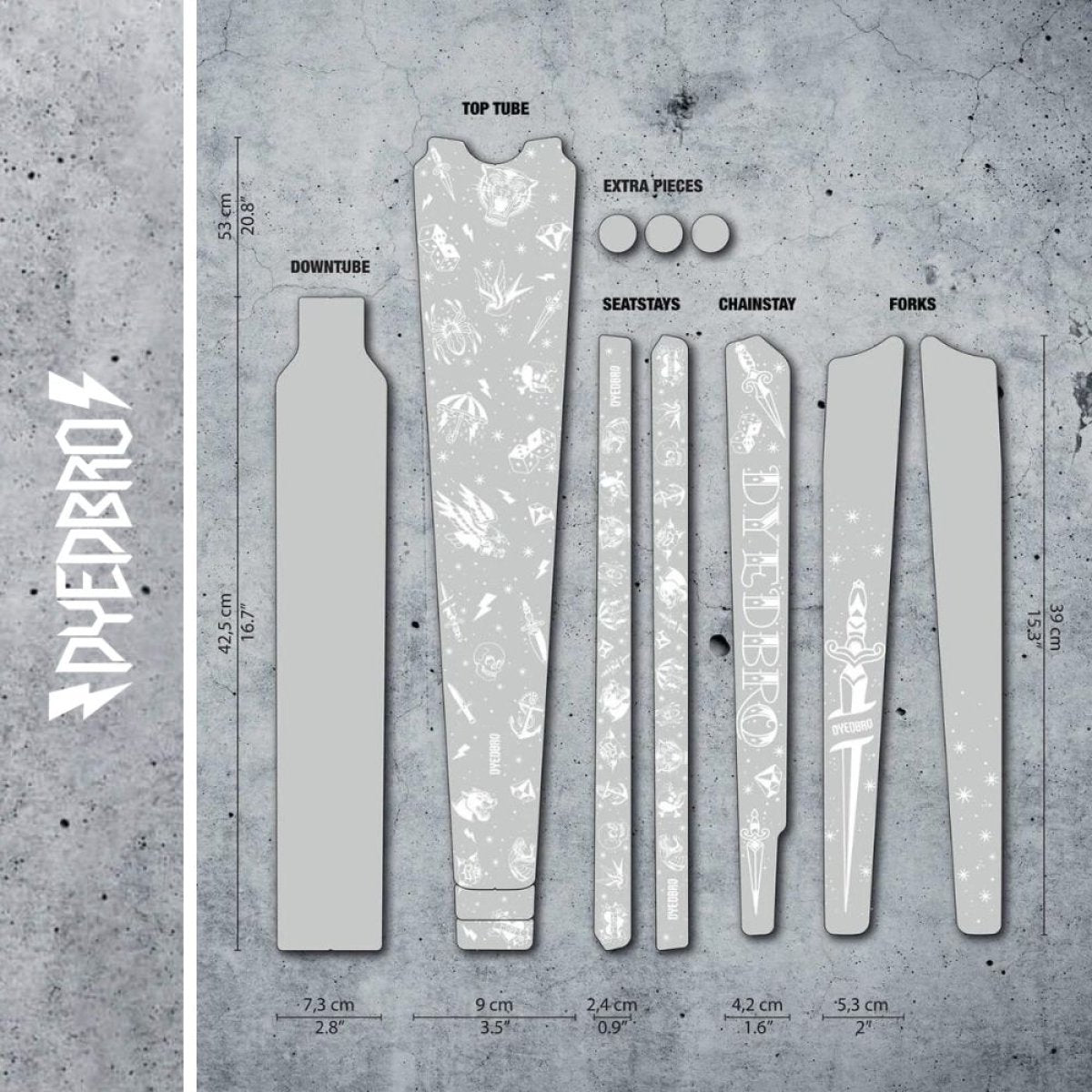 Dyedbro Drop Bar Frame Protection Old School Tattoo