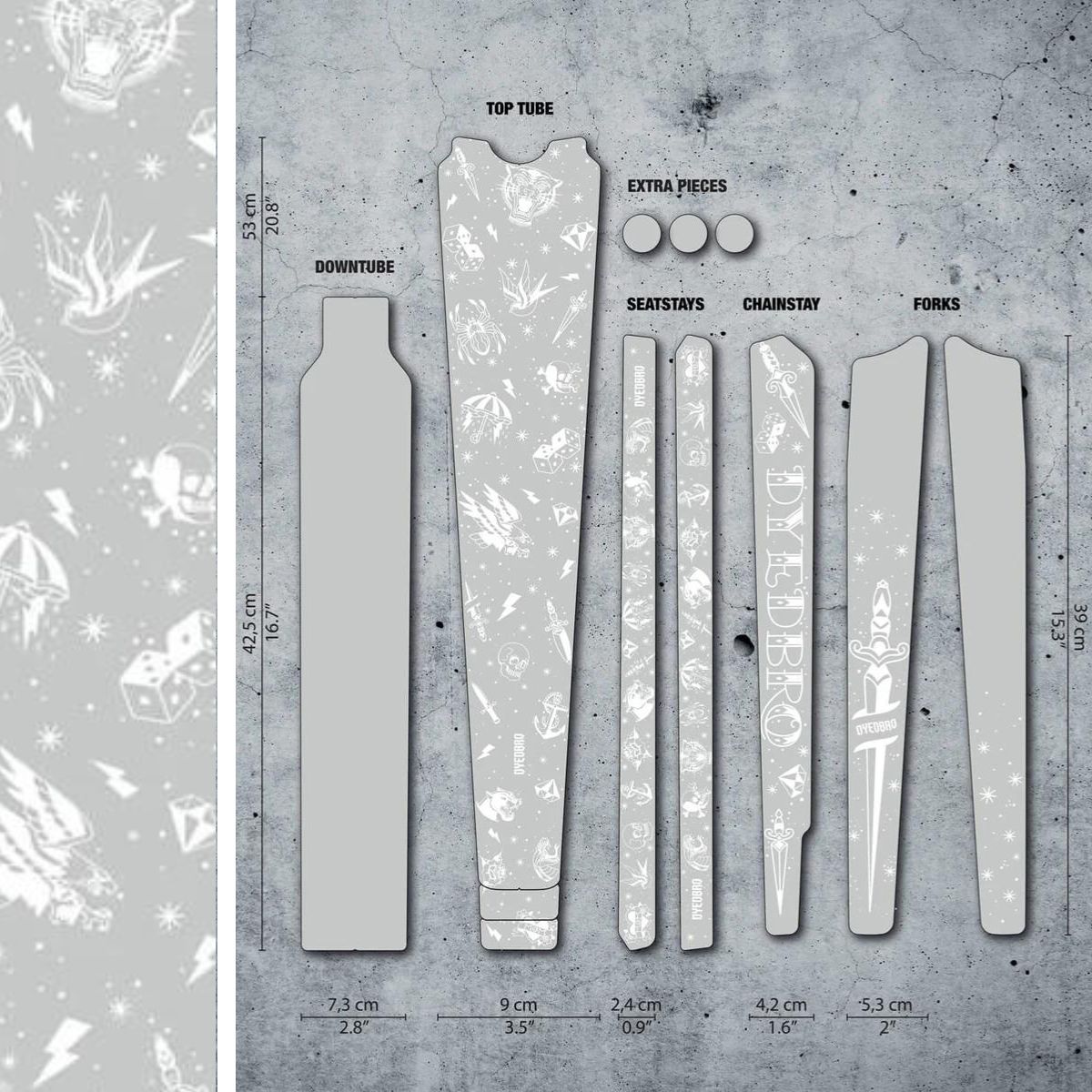 Dyedbro Drop Bar Frame Protection Old School Tattoo