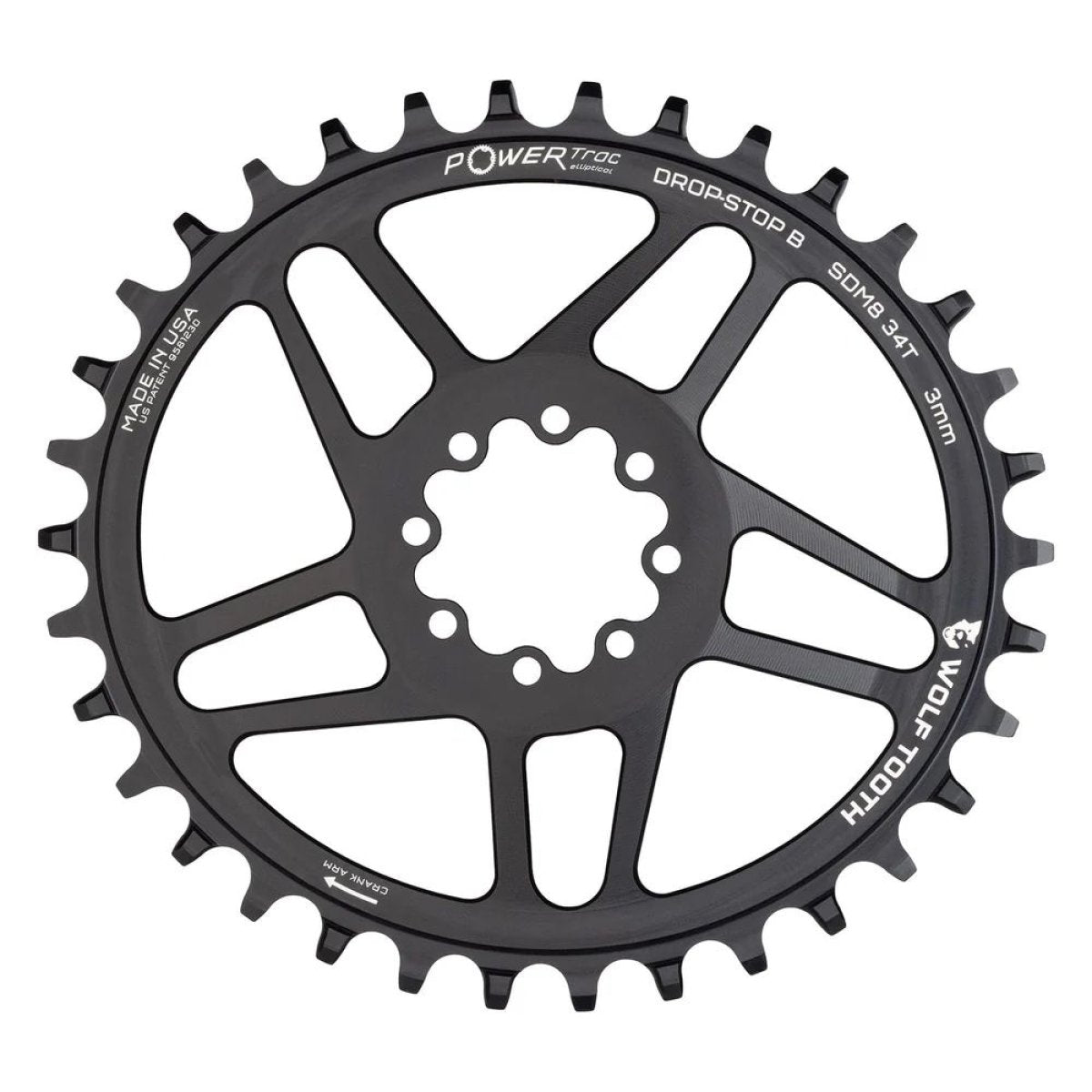 Wolf Tooth Sram Dm Mtb 8 Bolt Oval Drop Stop B Chainring 3 Mm Offset