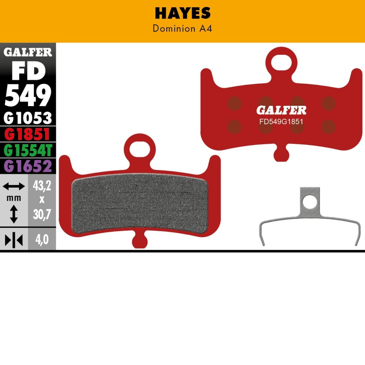 Galfer Brake Pads Hayes Dominion A4