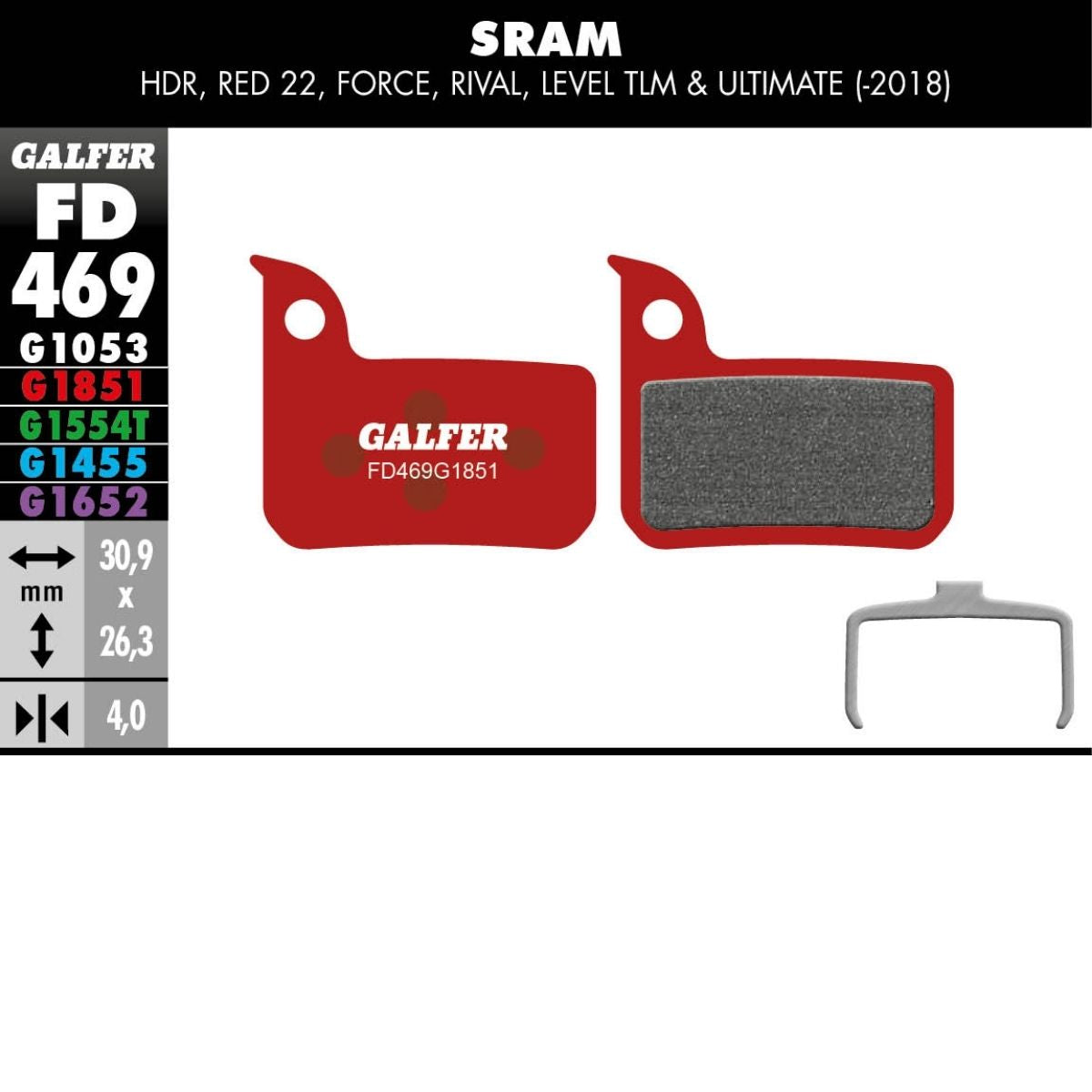 Galfer Brake Pads Sram Road / Level Monoblock