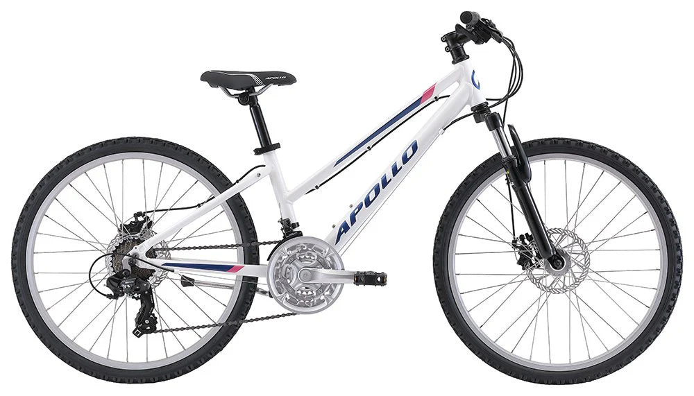 Apollo Verve 24" Kids Mountain Bike Gloss White/Navy/Pink