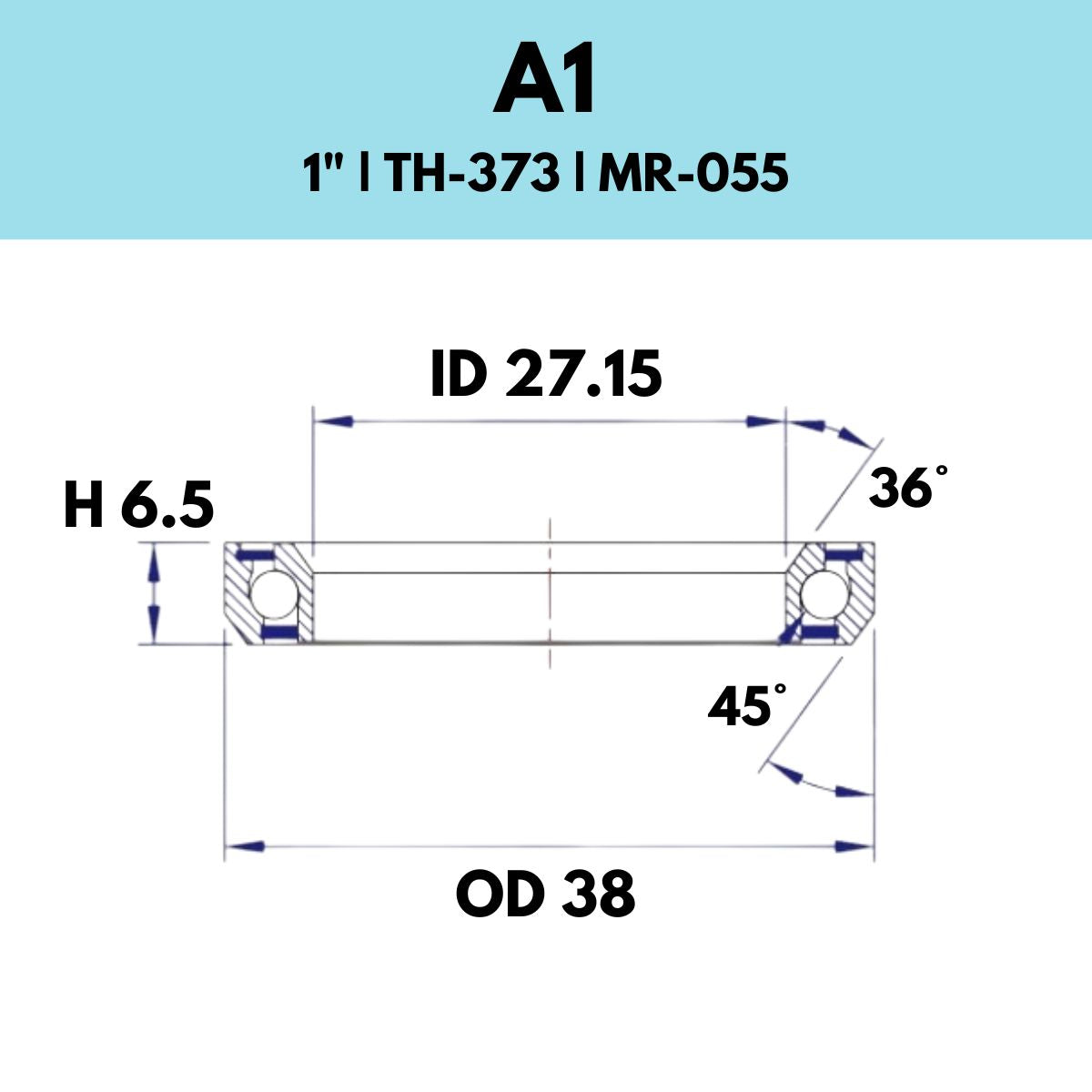 Black Bearing 1" Headset Bearing A1