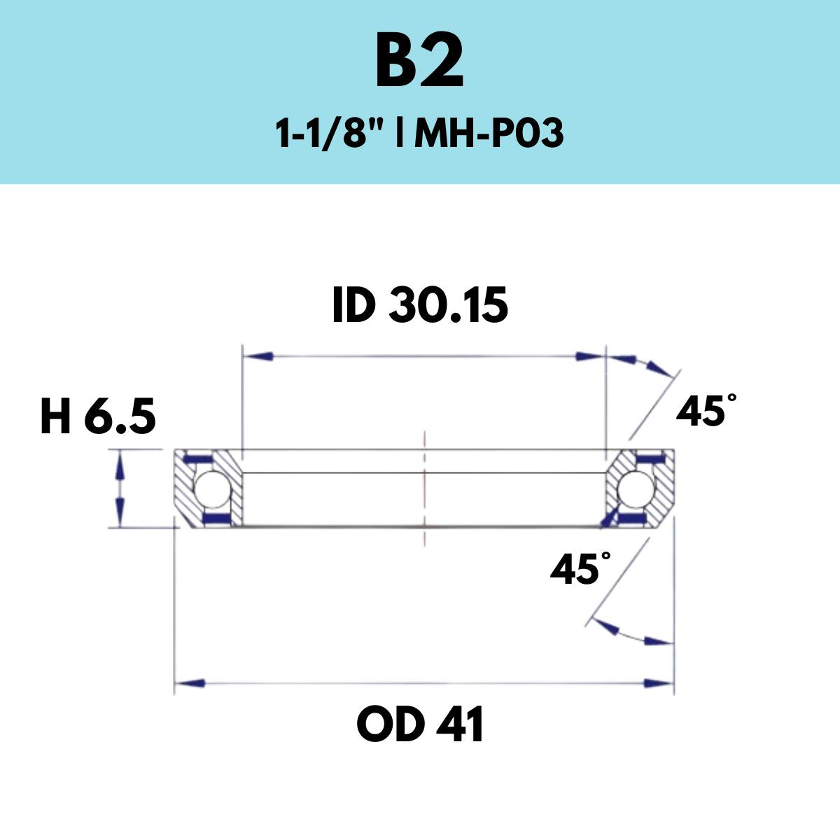 Black Bearing 1 1/8" Headset Bearing B2