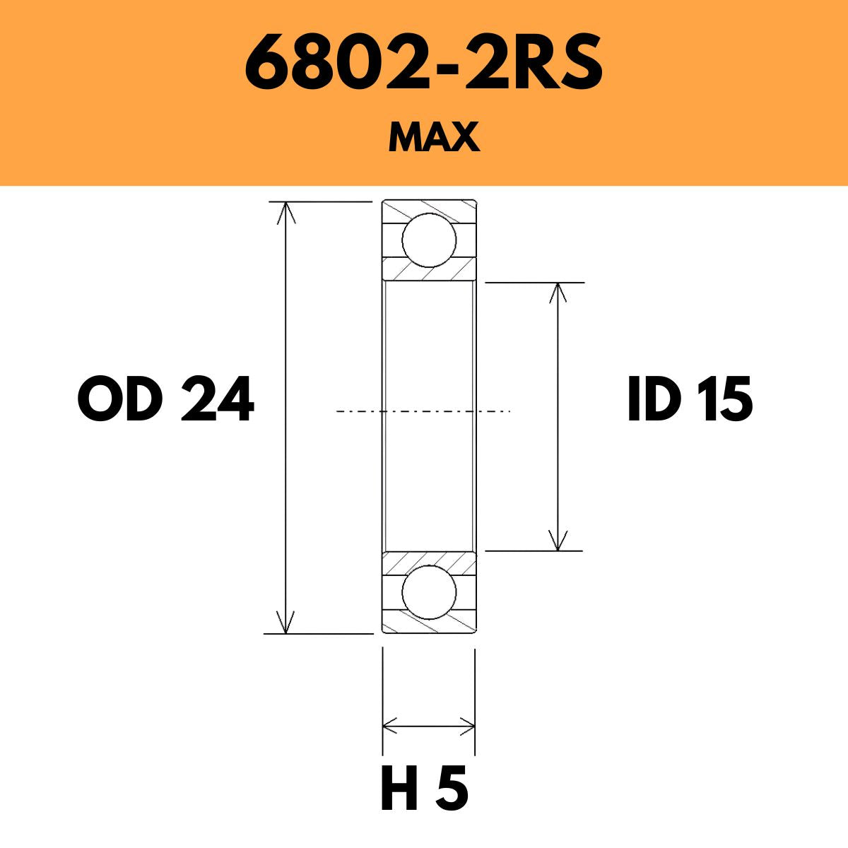 Black Bearing 6802 2 Rs / 61802 2 Rs Max Radial Sealed Bearing
