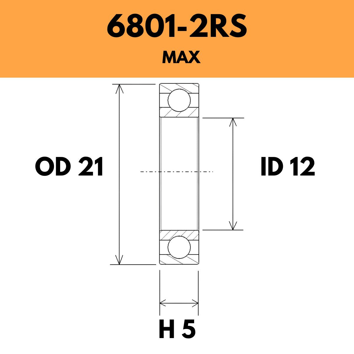 Black Bearing 6801 2 Rs / 61801 2 Rs Max Radial Sealed Bearing