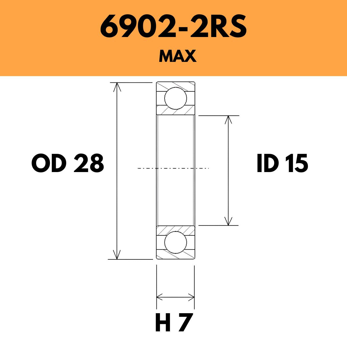 Black Bearing 6902 2 Rs / 61902 2 Rs Max Radial Sealed Bearing