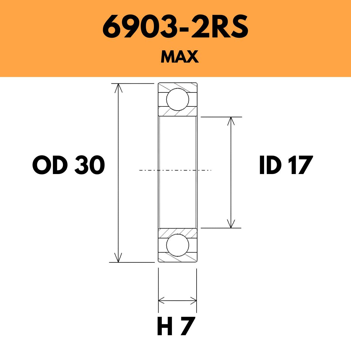 Black Bearing 6903 2 Rs / 61903 2 Rs Max Radial Sealed Bearing
