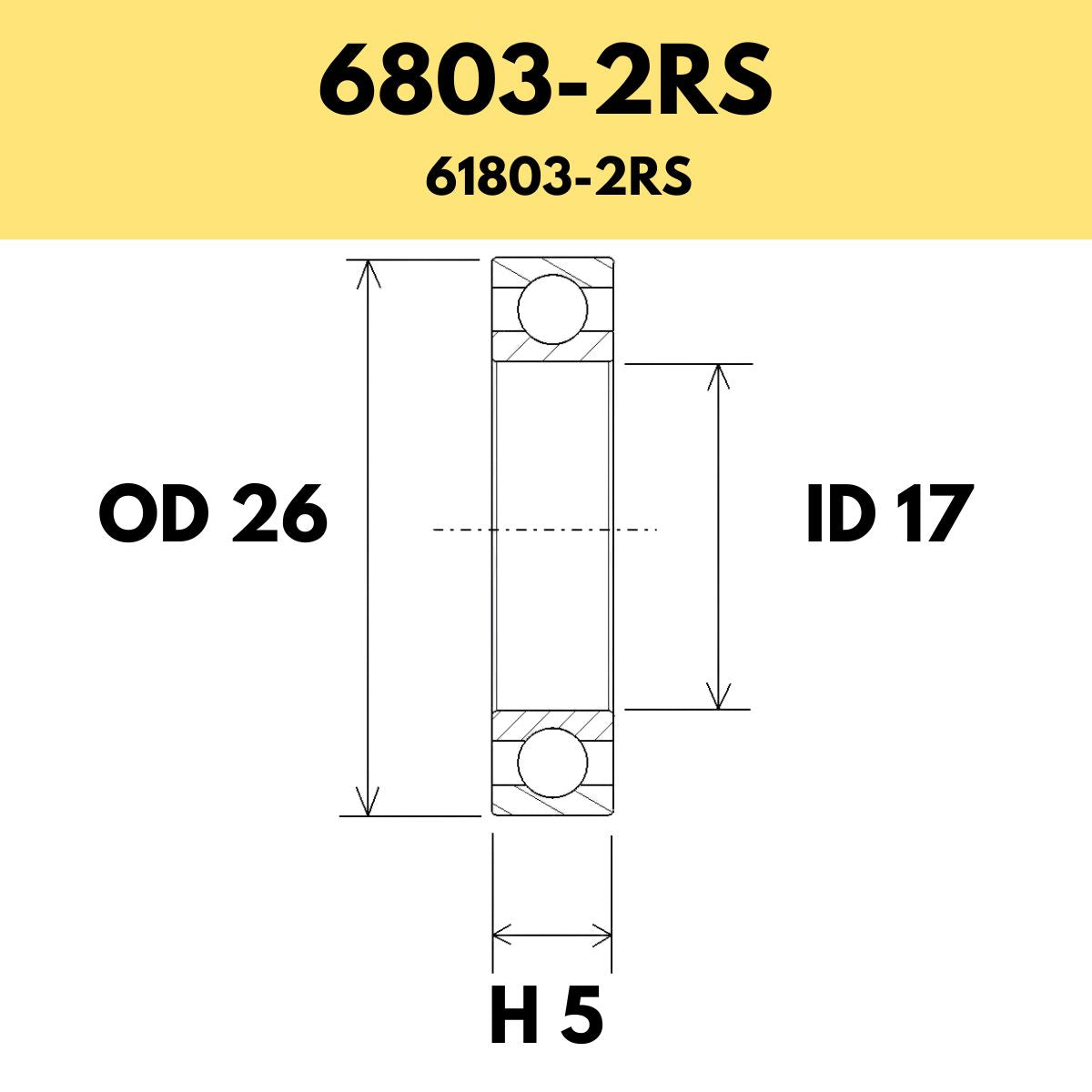 Black Bearing 6803 2 Rs / 61803 2 Rs Radial Sealed Bearing