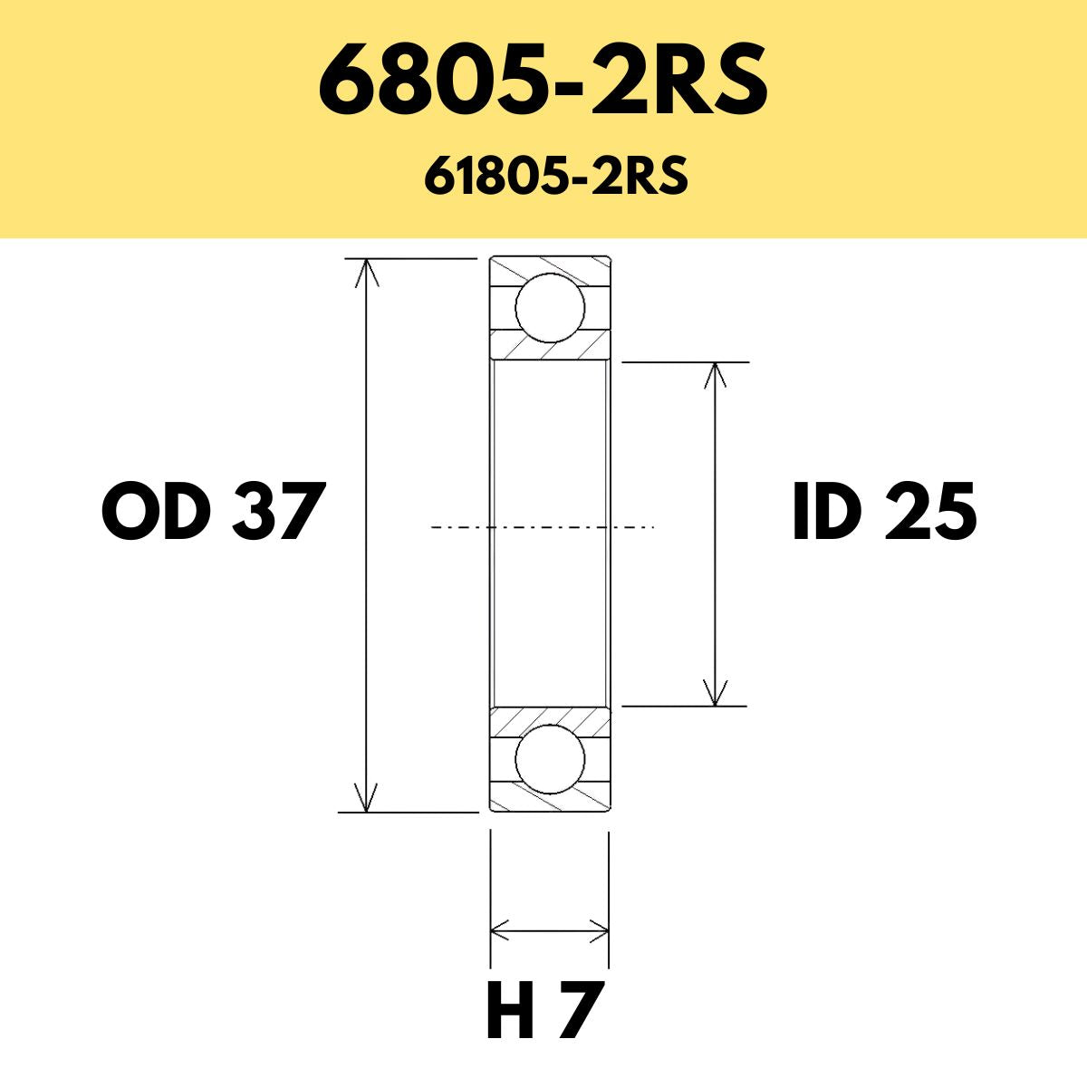 Black Bearing 6805 2 Rs / 61805 2 Rs Radial Sealed Bearing