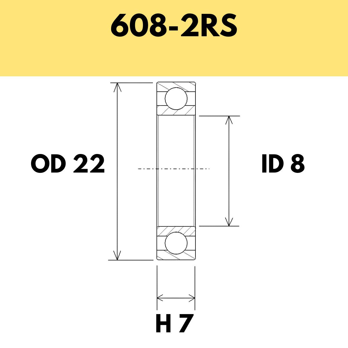 Black Bearing 608 2 Rs Radial Sealed Bearing