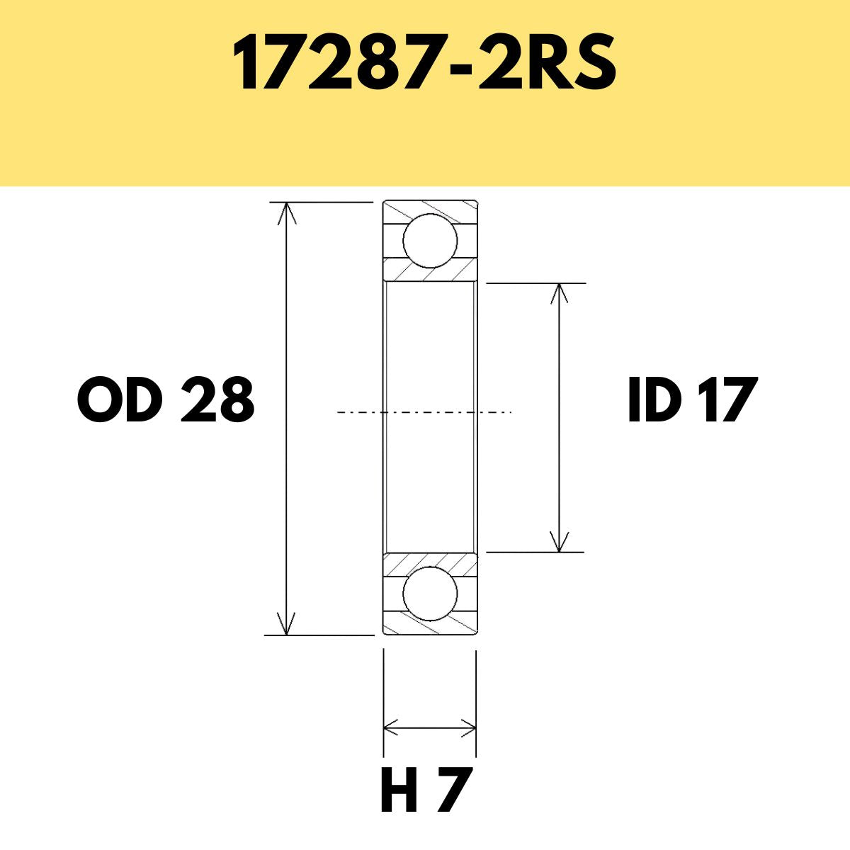 Black Bearing 17287 2 Rs Radial Sealed Bearing