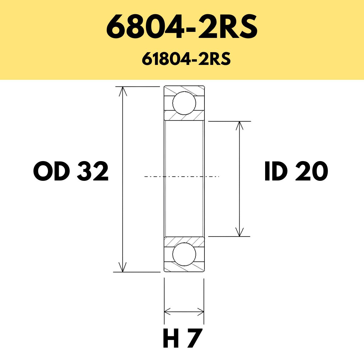 Black Bearing 6804 2 Rs / 61804 2 Rs Radial Sealed Bearing