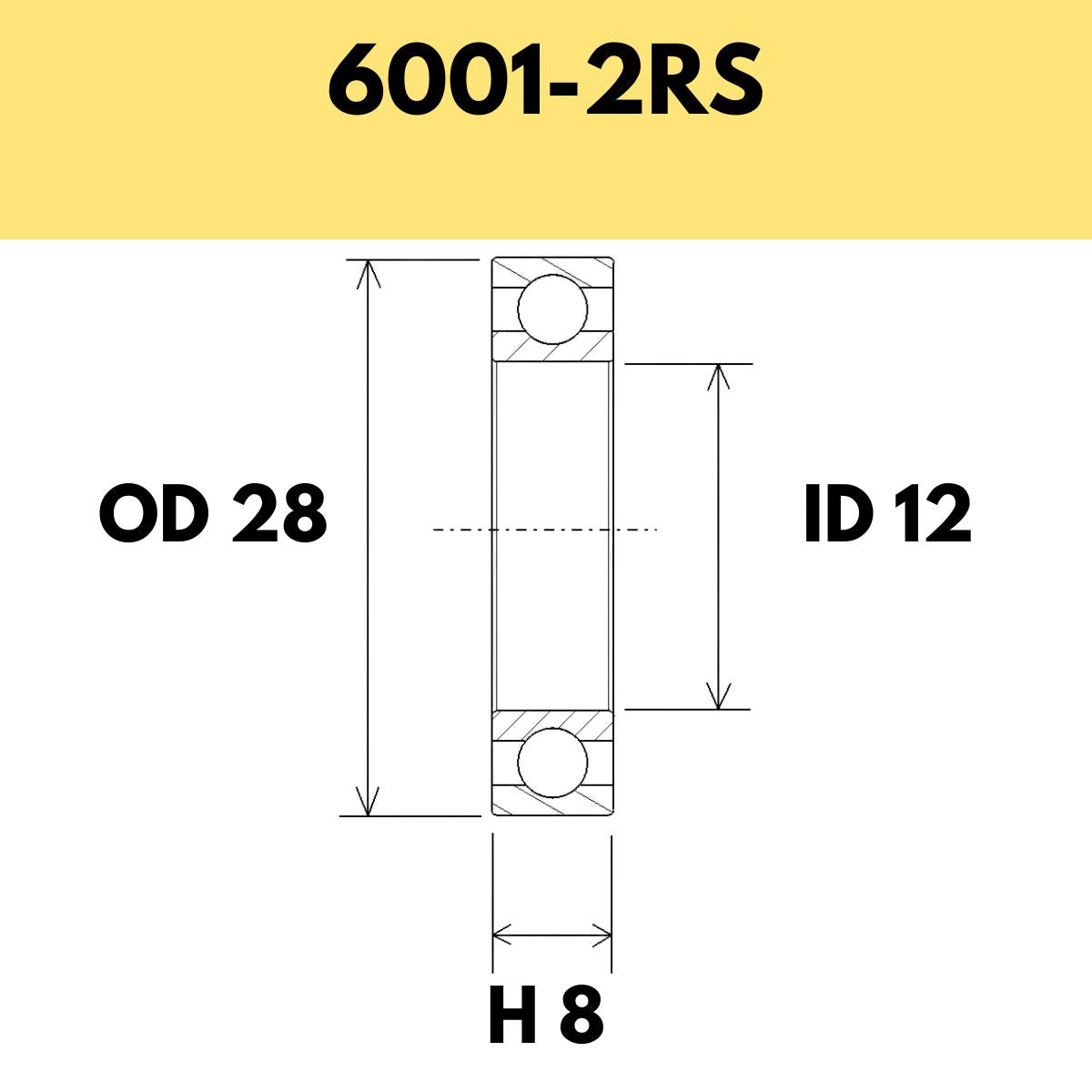 Black Bearing 6001 2 Rs Radial Sealed Bearing