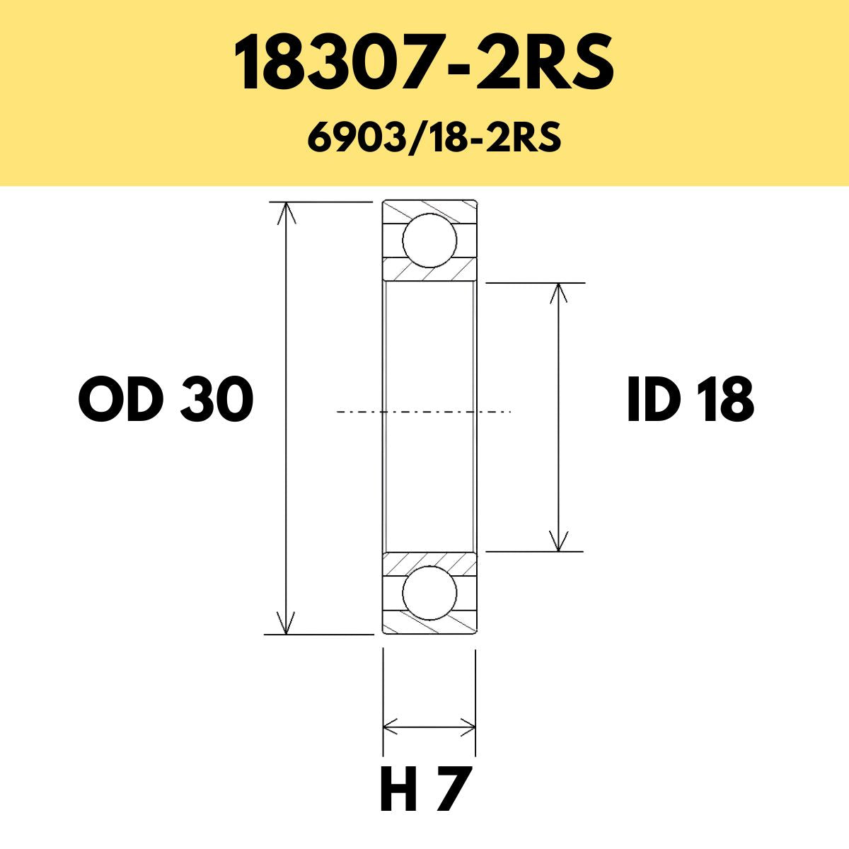 Black Bearing 18307 2 Rs / 6903/18 2 Rs Radial Sealed Bearing