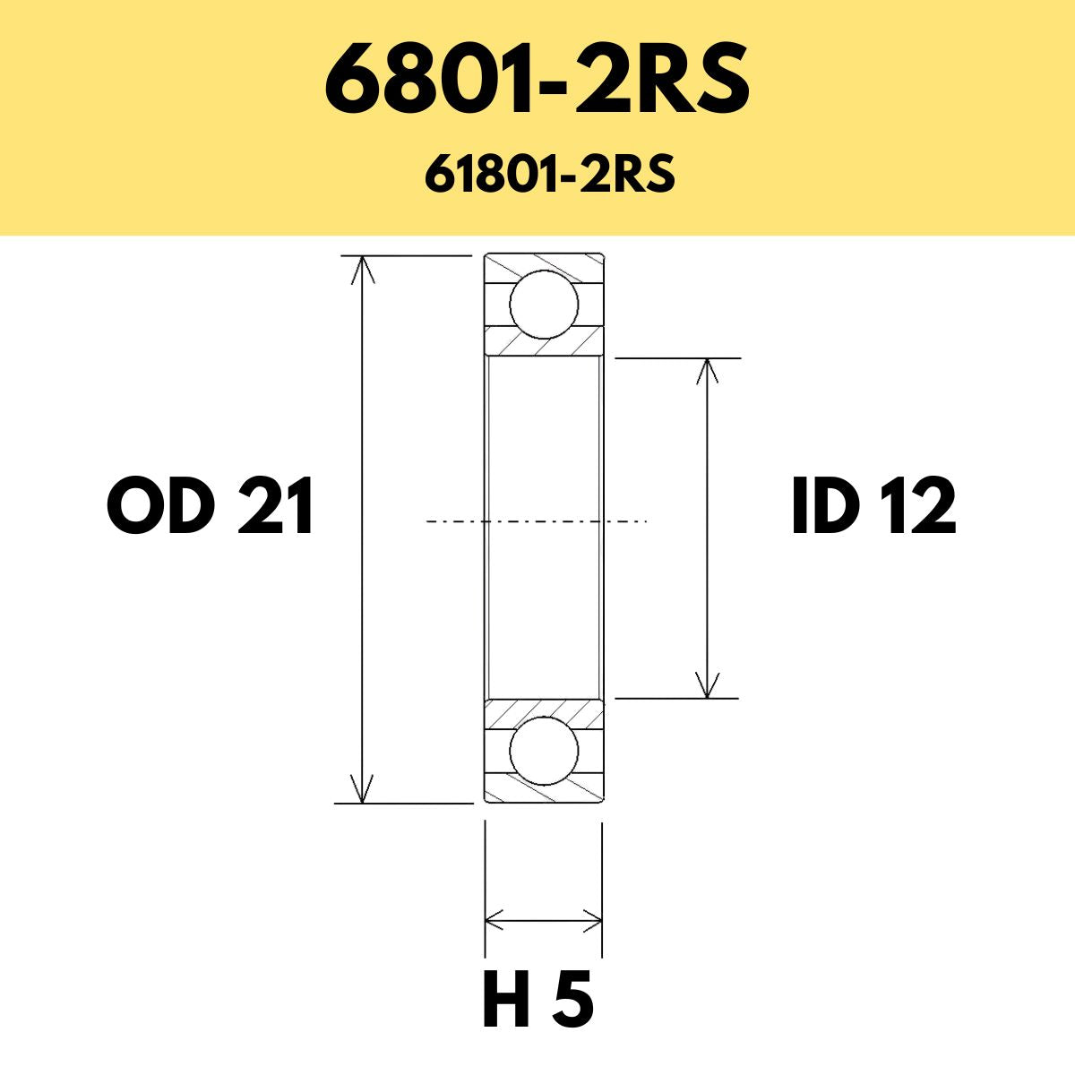 Black Bearing 6801 2 Rs / 61801 2 Rs Radial Sealed Bearing