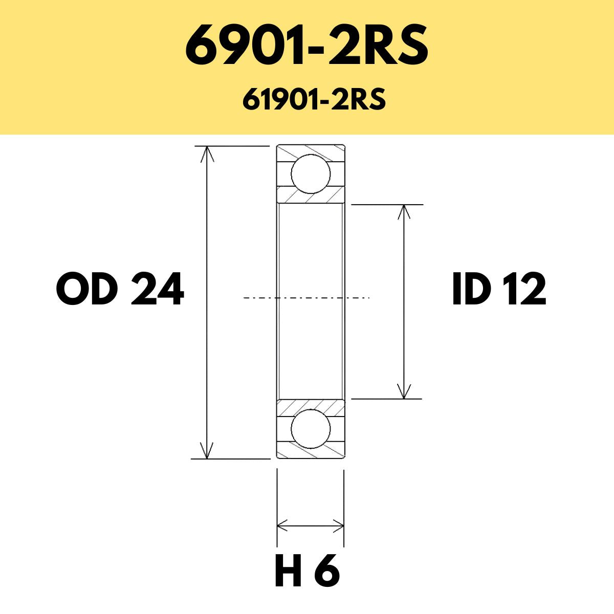 Black Bearing 6901 2 Rs / 61901 2 Rs Radial Sealed Bearing