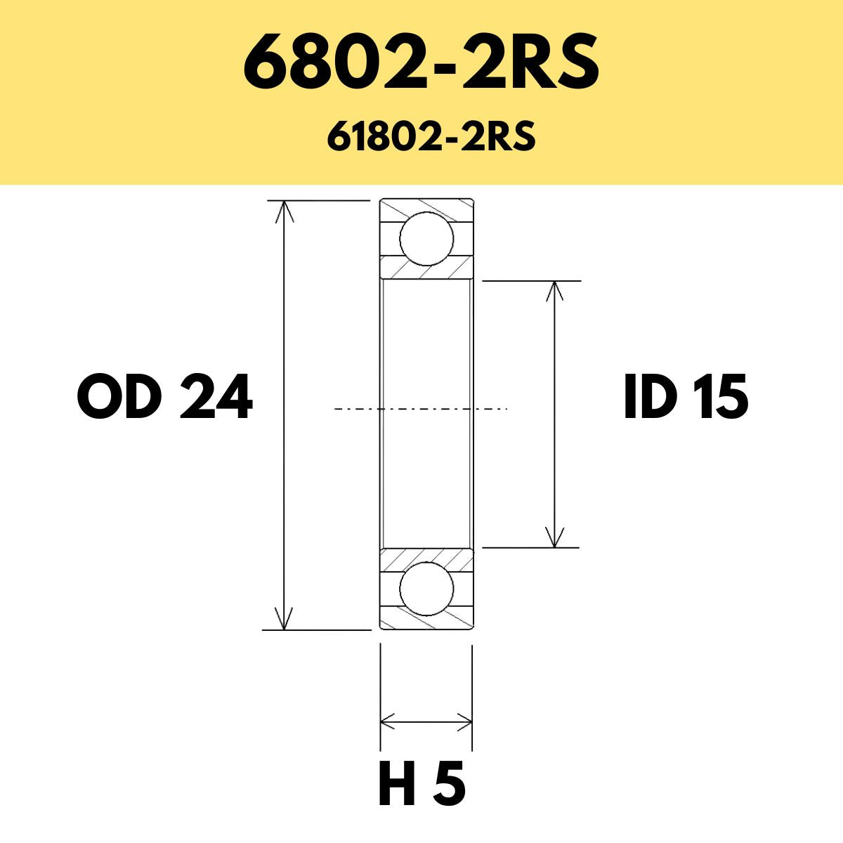Black Bearing 6802 2 Rs / 61802 2 Rs Radial Sealed Bearing