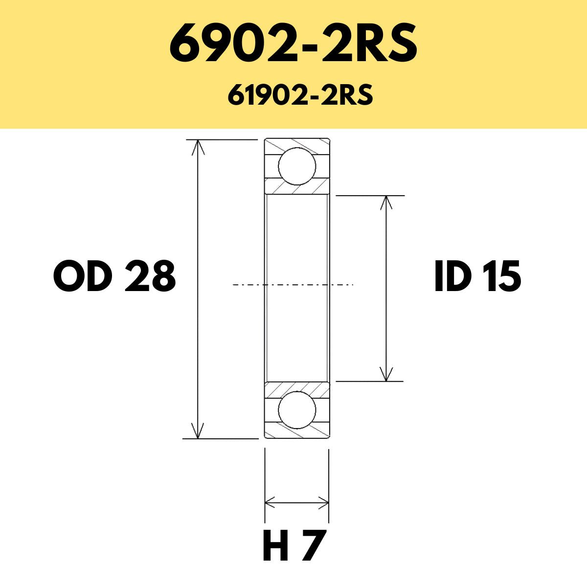 Black Bearing 6902 2 Rs / 61902 2 Rs Radial Sealed Bearing