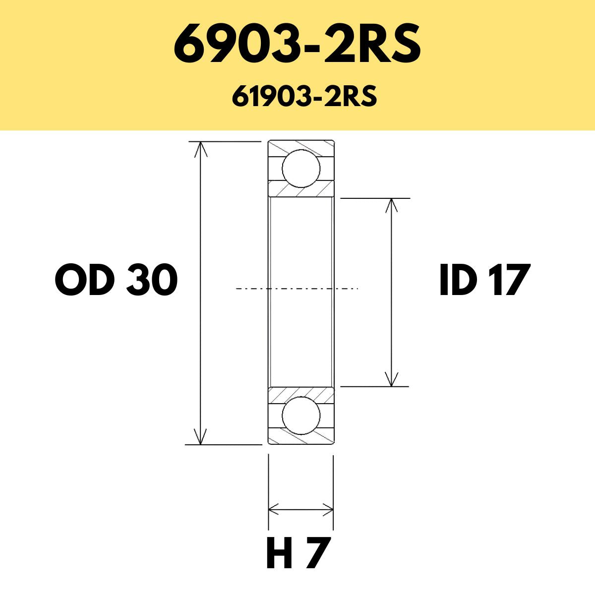 Black Bearing 6903 2 Rs / 61903 2 Rs Radial Sealed Bearing
