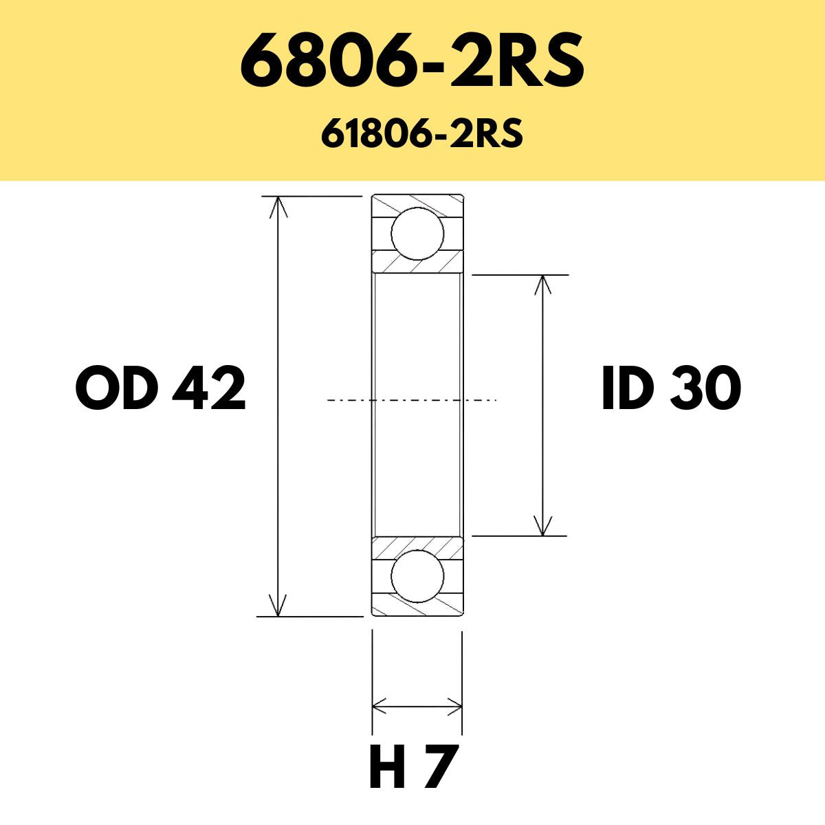 Black Bearing 6806 2 Rs / 61806 2 Rs Radial Sealed Bearing