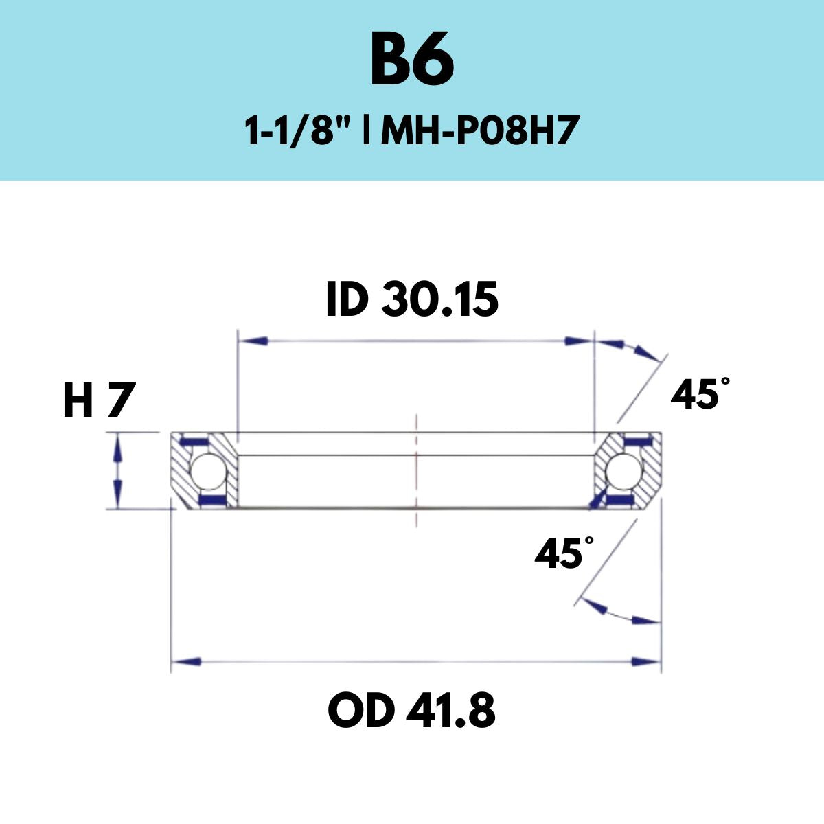 Black Bearing 1 1/8" Headset Bearing B6