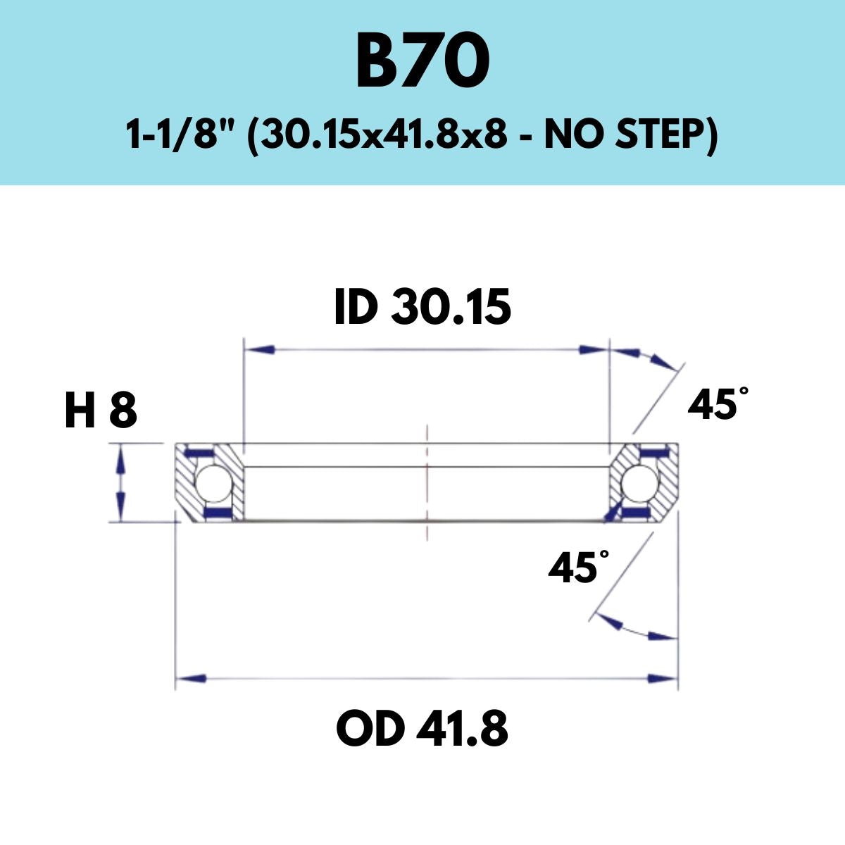Black Bearing 1 1/8" Headset Bearing B70
