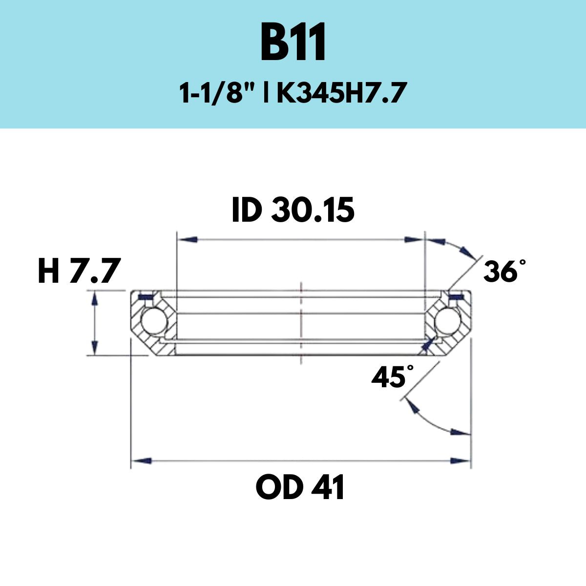 Black Bearing 1 1/8" Headset Bearing B11