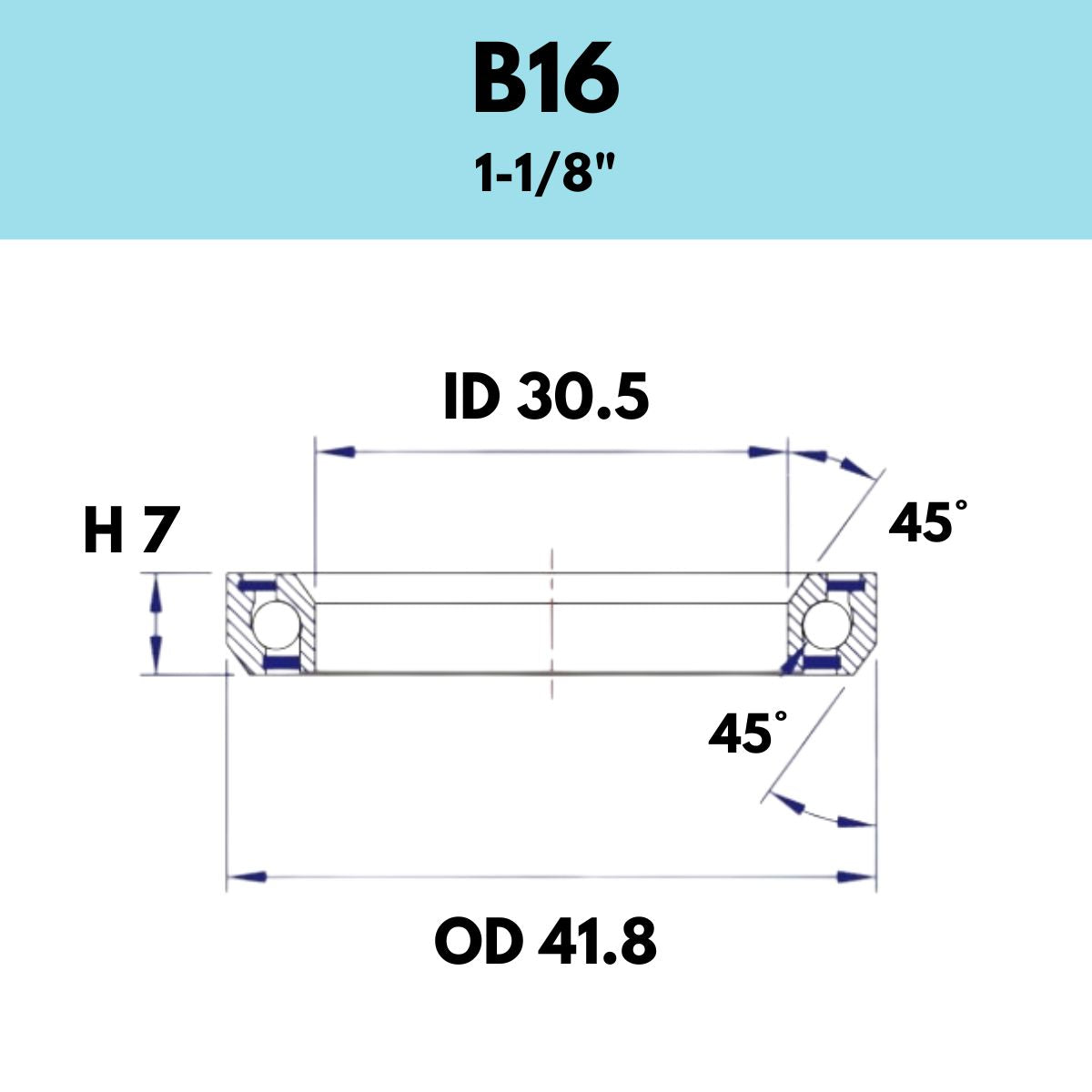 Black Bearing 1 1/8" Headset Bearing B16