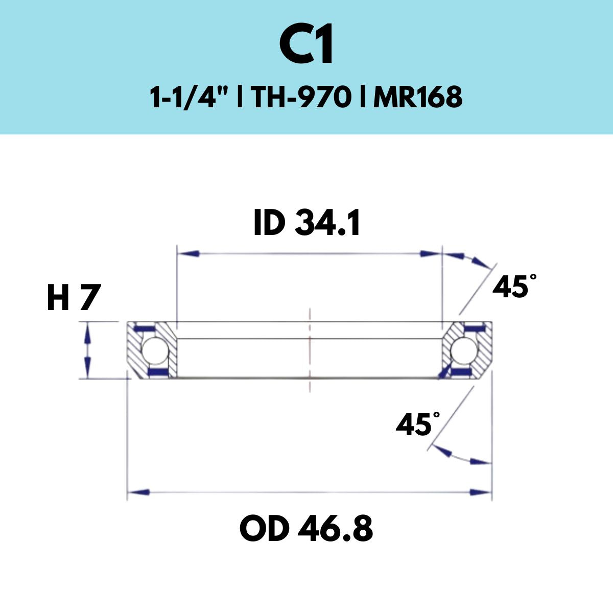 Black Bearing 1 1/4" Headset Bearing C1