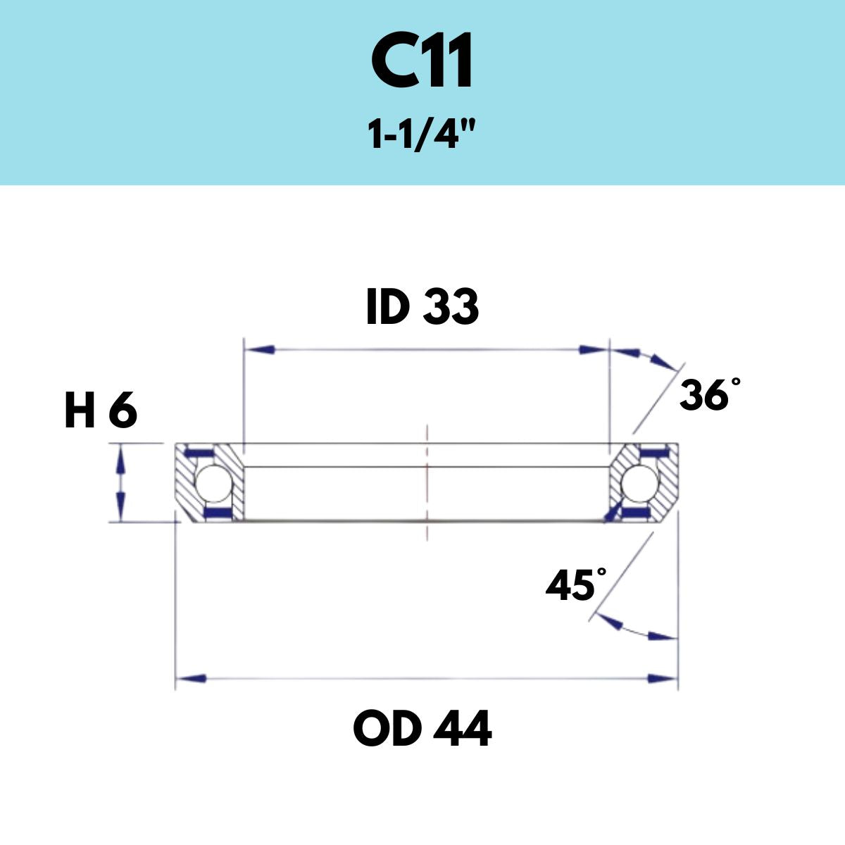 Black Bearing 1 1/4" Headset Bearing C11