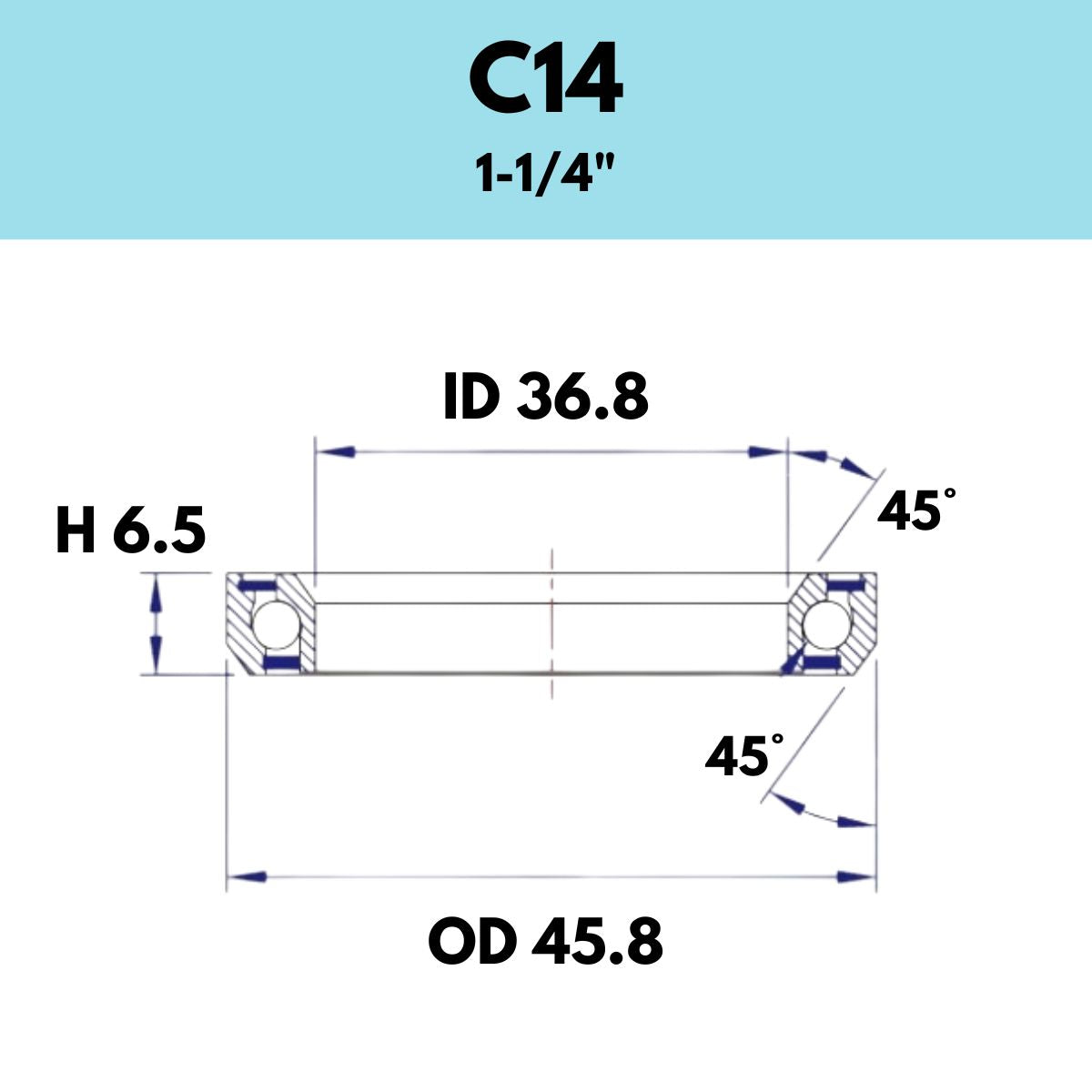 Black Bearing 1 1/4" Headset Bearing C14