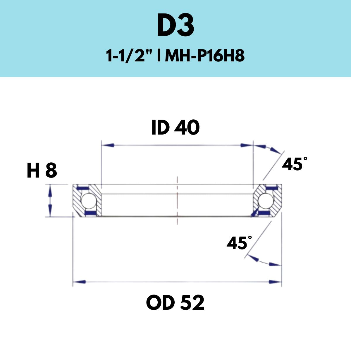 Black Bearing 1 1/2" Headset Bearing D3