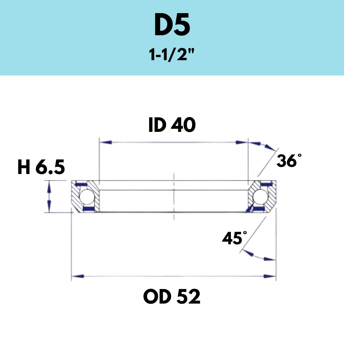 Black Bearing 1 1/2" Headset Bearing D5