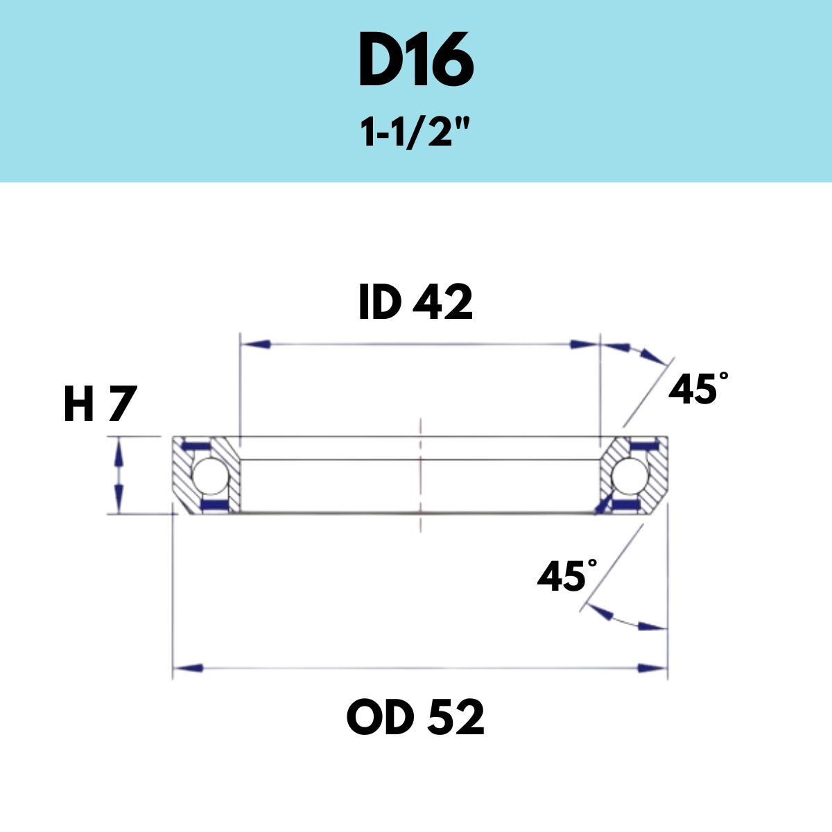 Black Bearing 1 1/2" Headset Bearing D16