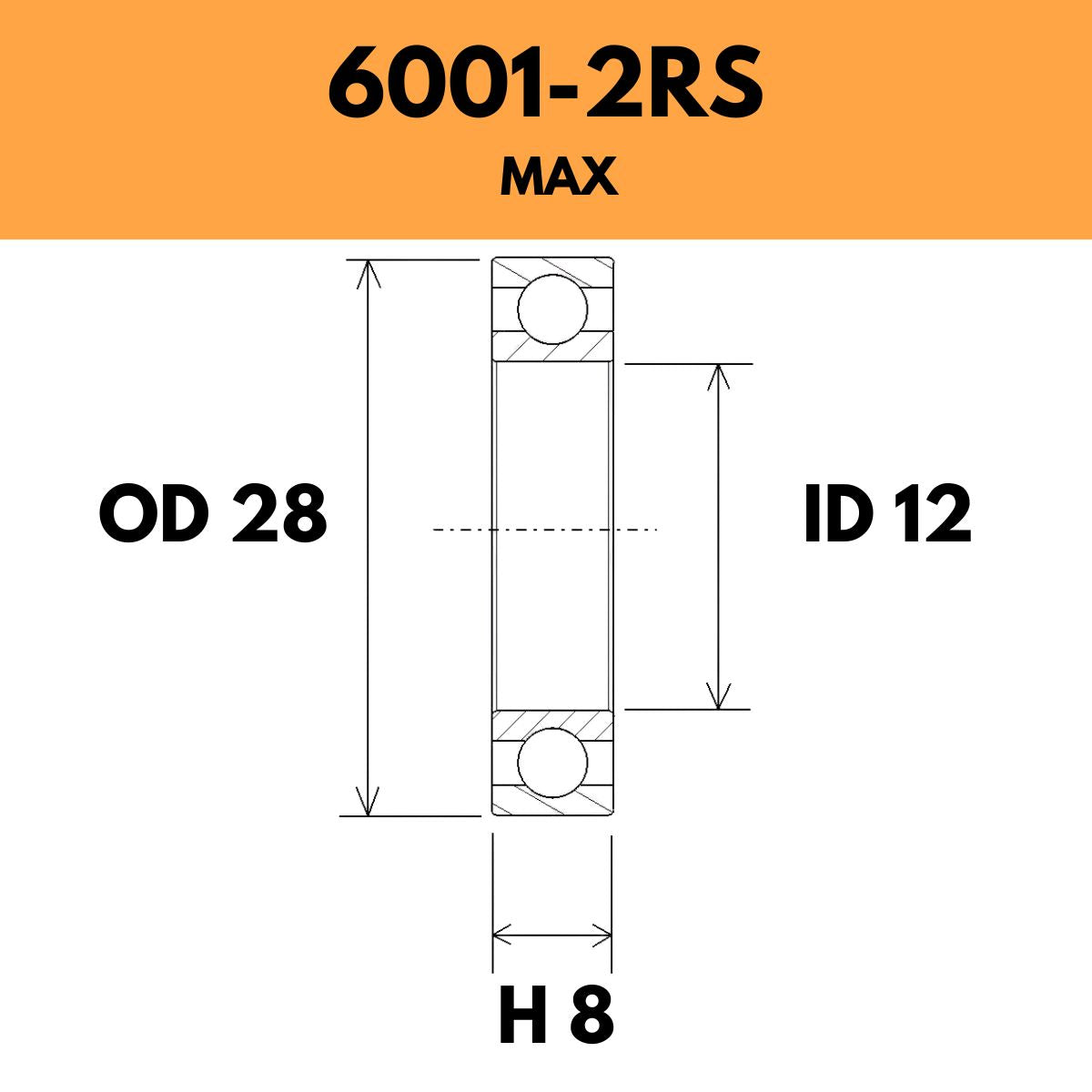 Black Bearing 6001 2 Rs Max Radial Sealed Bearing