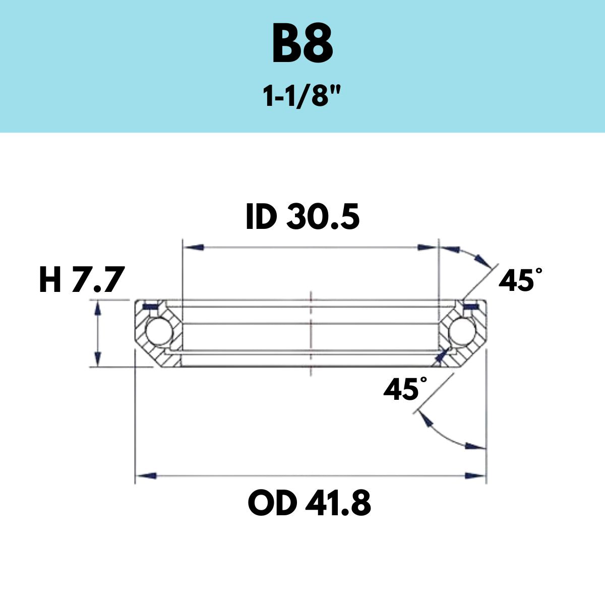 Black Bearing 1 1/8" Headset Bearing B8