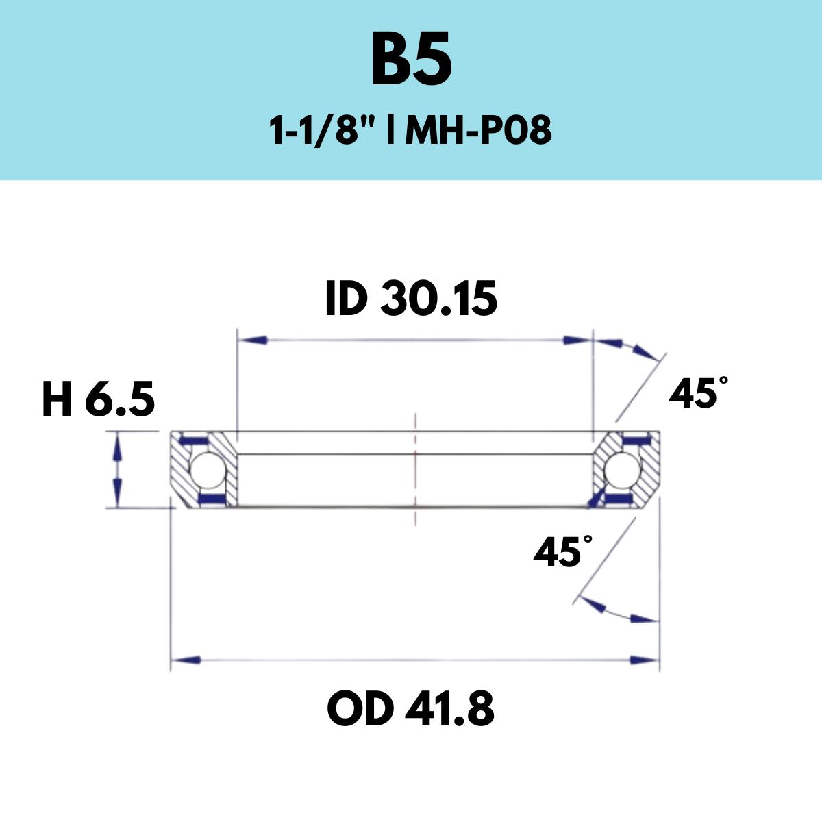 Black Bearing 1 1/8" Headset Bearing B5
