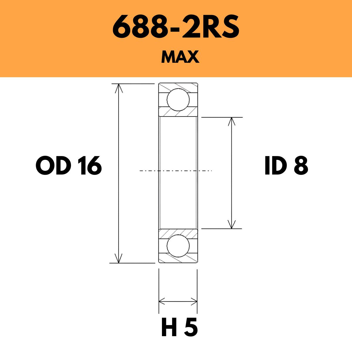 Black Bearing 688 2 Rs Max Radial Sealed Bearing
