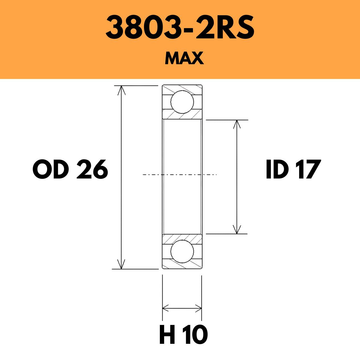 Black Bearing 3803 2 Rs Max Radial Sealed Bearing