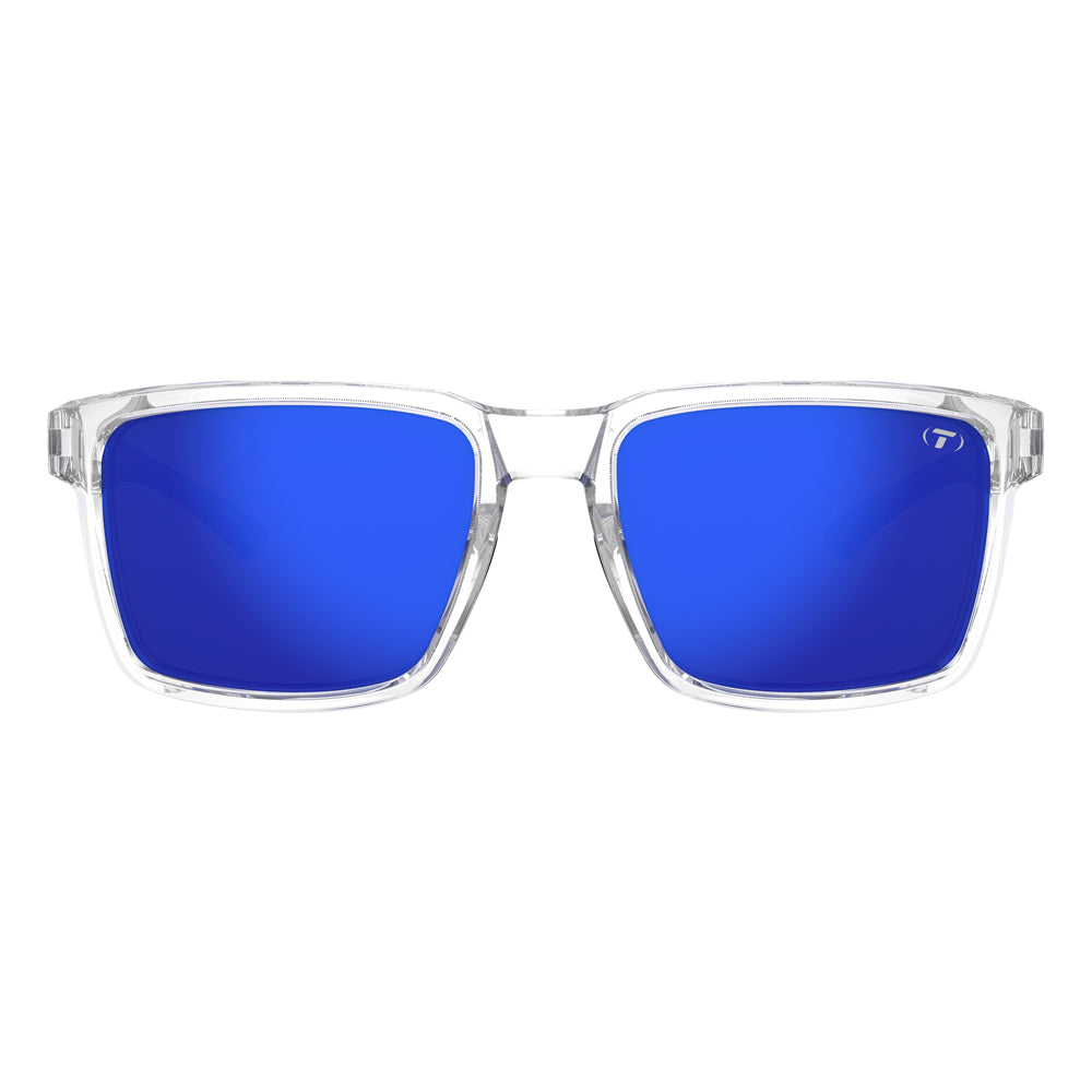 Tifosi Sylo Sunglasses Crystal Clear with Cobalt Blue Mirror Lens
