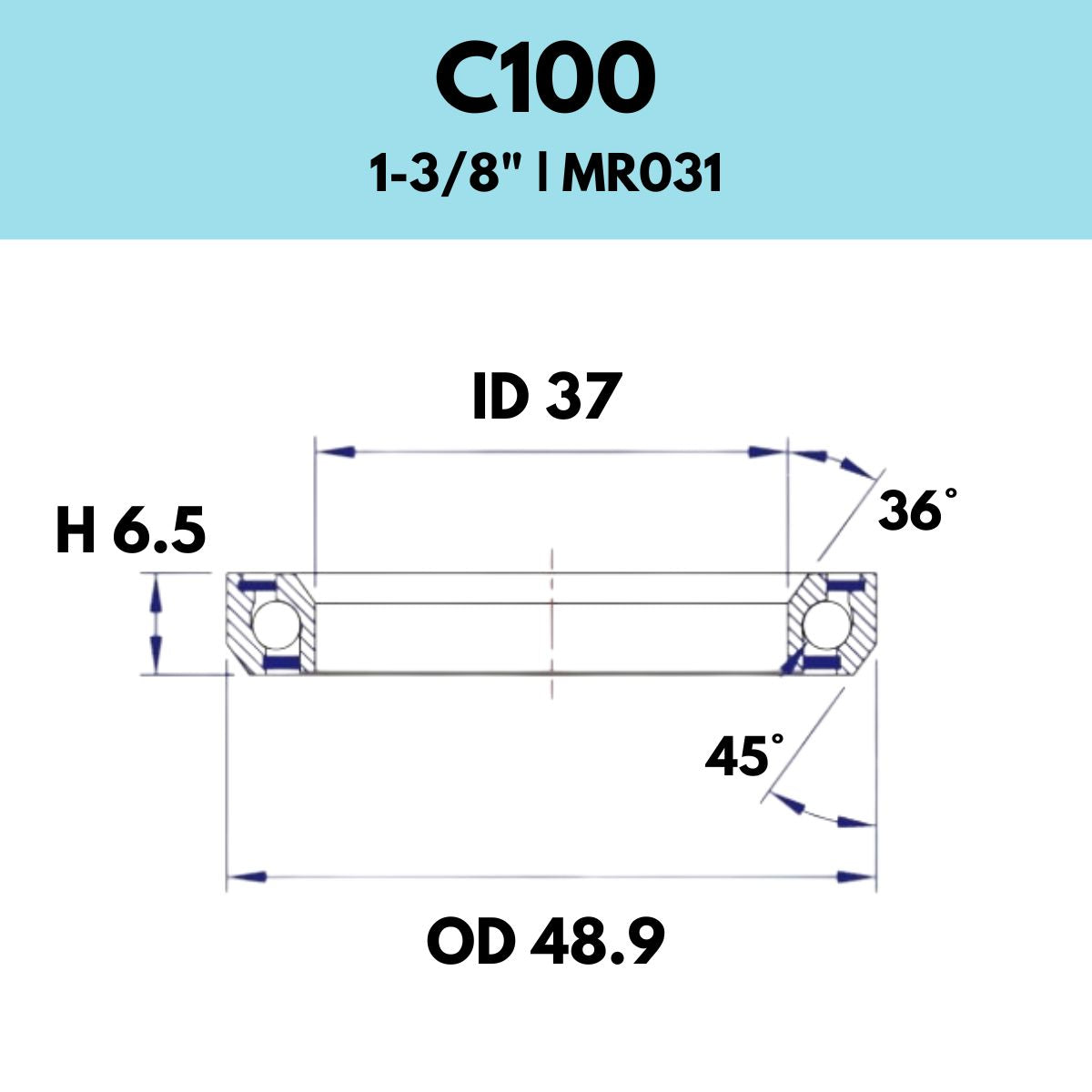 Black Bearing 1 3/8" Headset Bearing C10