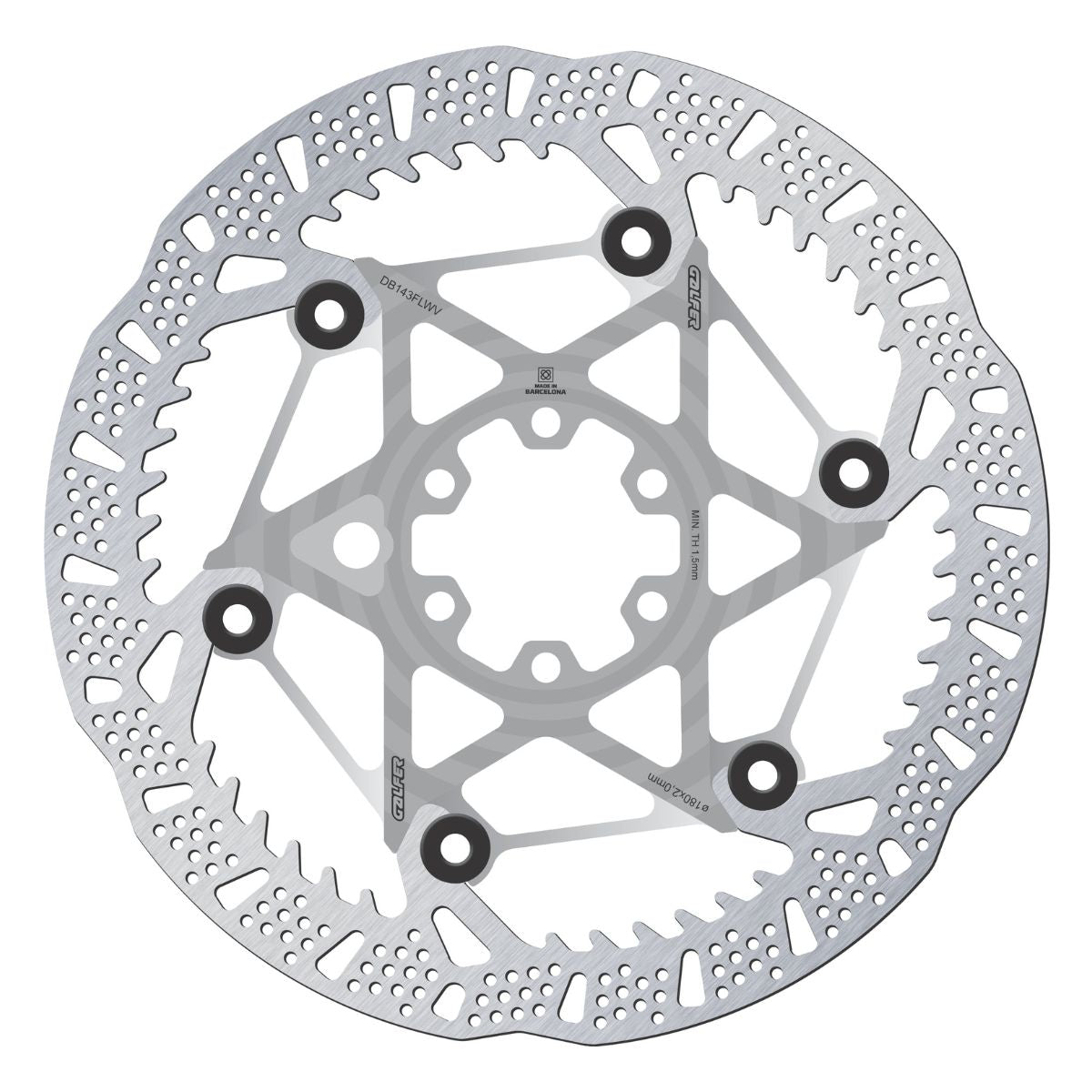 Galfer Mtb Shark Evo Disc Rotor 6 Bolt 2 Mm Raw Silver Core