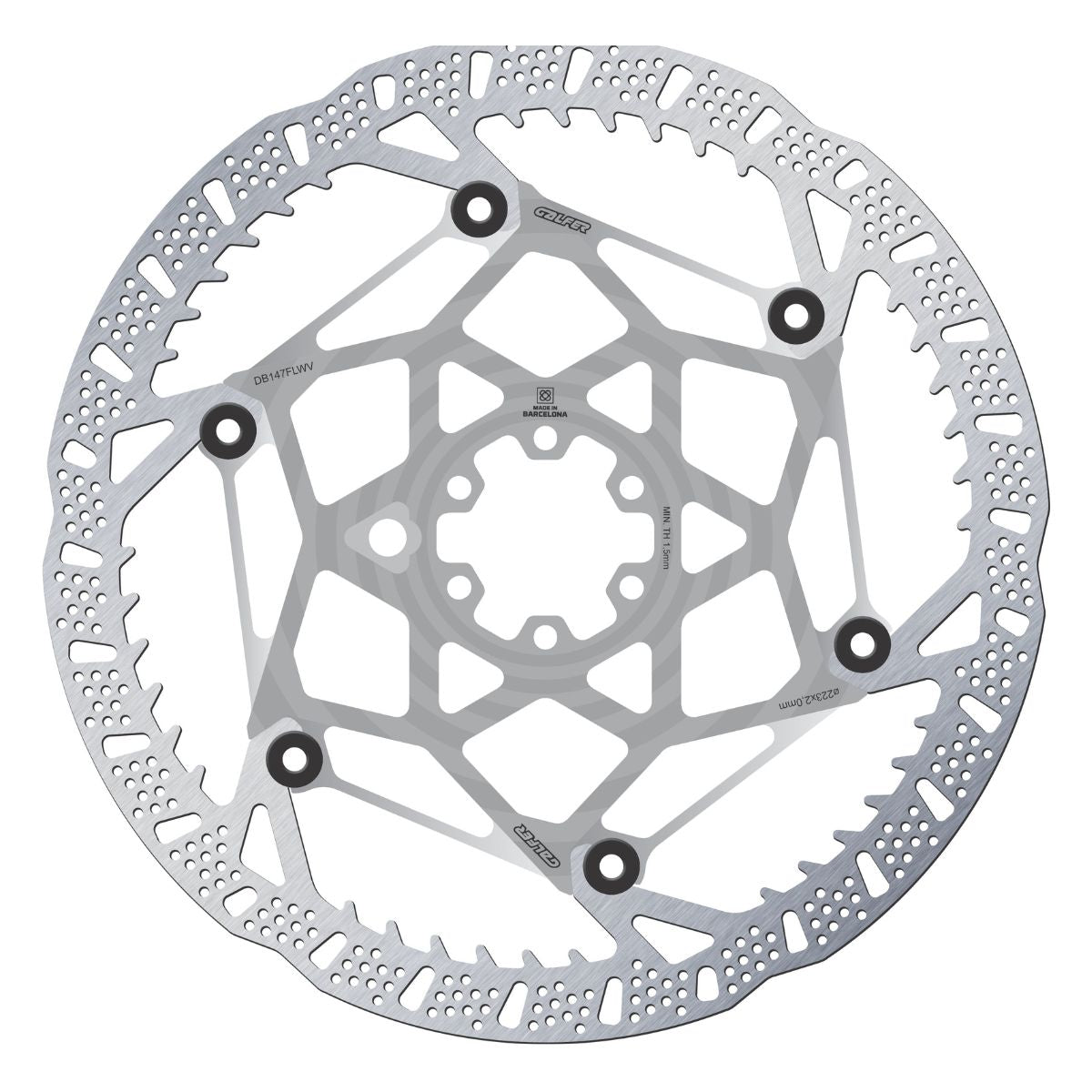 Galfer Mtb Shark Evo Disc Rotor 6 Bolt 2 Mm Raw Silver Core
