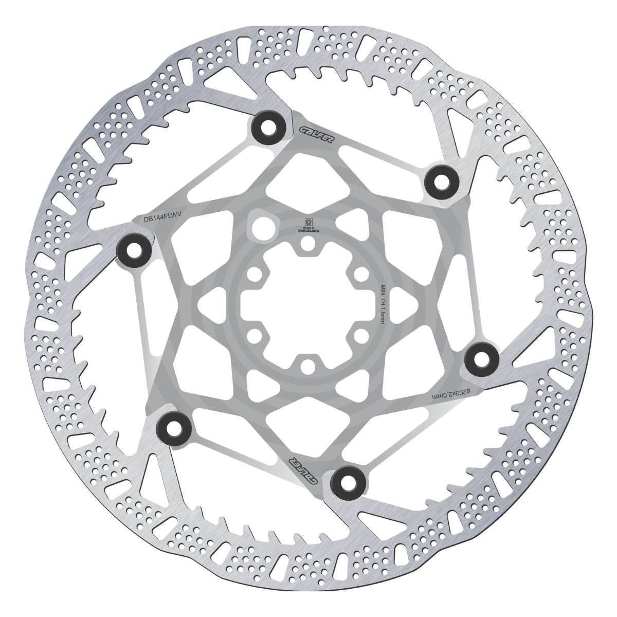 Galfer Mtb Shark Evo Disc Rotor 6 Bolt 2 Mm Raw Silver Core