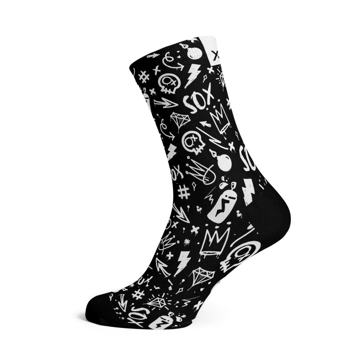 SOX FOOTWEAR - DOODLE BLACK CREW SOCKS