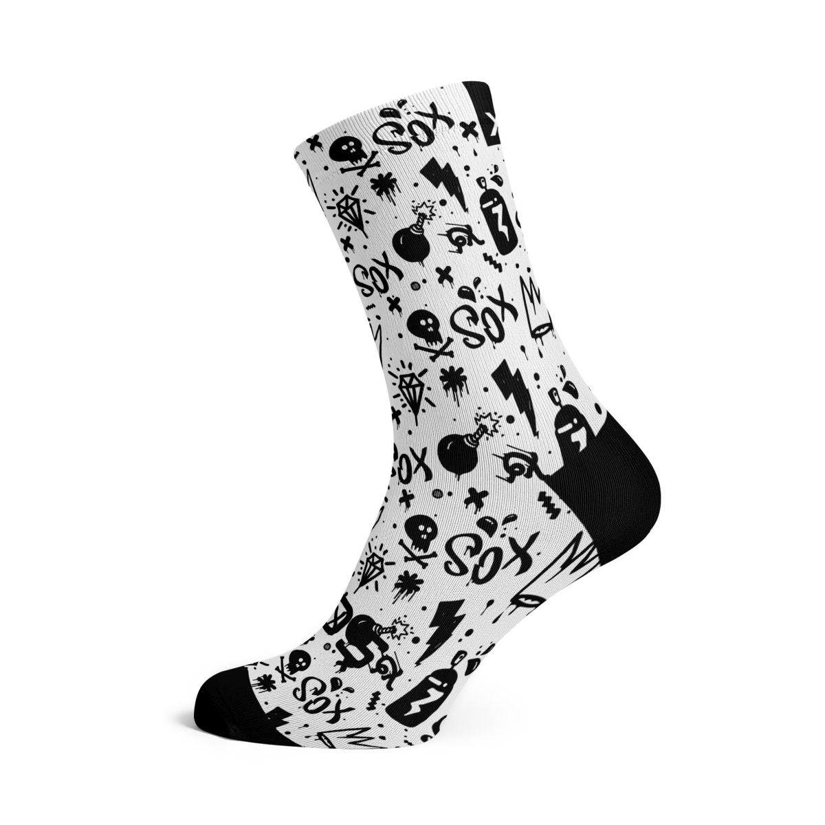 SOX FOOTWEAR - DOODLE WHITE CREW SOCKS